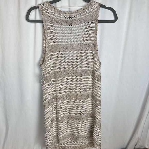 NWOT INC International Concepts Cowl Neck Loose-knit Sparkle Tank Sweater - M - Picture 3 of 8